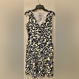 Yellow, black and white summer fitted dress size 8